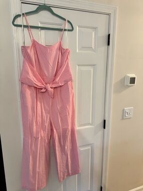 Vineyard Vines Pink Striped Tie-Front Jumpsuit